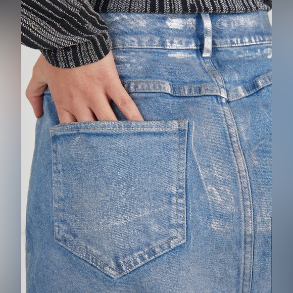 NWT VICI Zeena Metallic Denim Maxi Skirt |Size Large - Picture 4 of 6